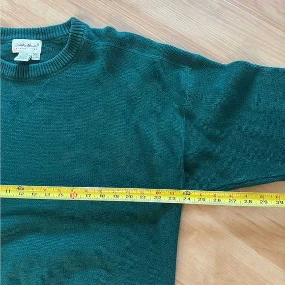 Vintage Eddie Bauer Green Cotton Crewneck Sweater XL 90s Y2K - Picture 4 of 5